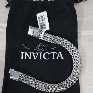 Invicta Silver Braided Stainless Steel Bracelet